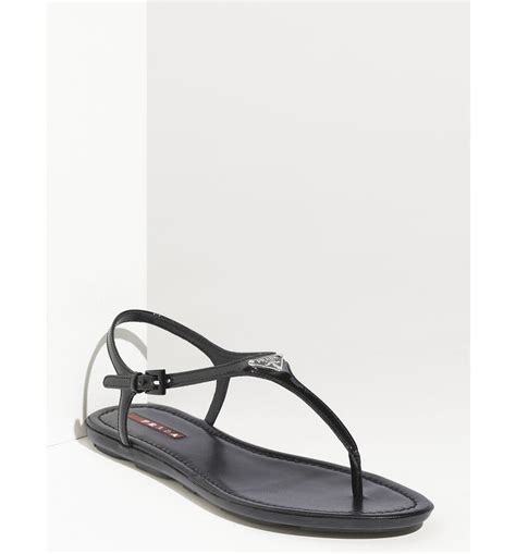 prada t strap flat sandals|prada denim sandals.